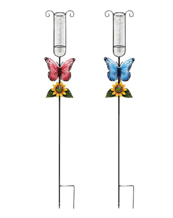 Rain Gauge w/ Butterfly Stake 42"x7" - 2 Colors!.  ⚠️ Oversized Item.  Store Pick Up Only! No Shipping.