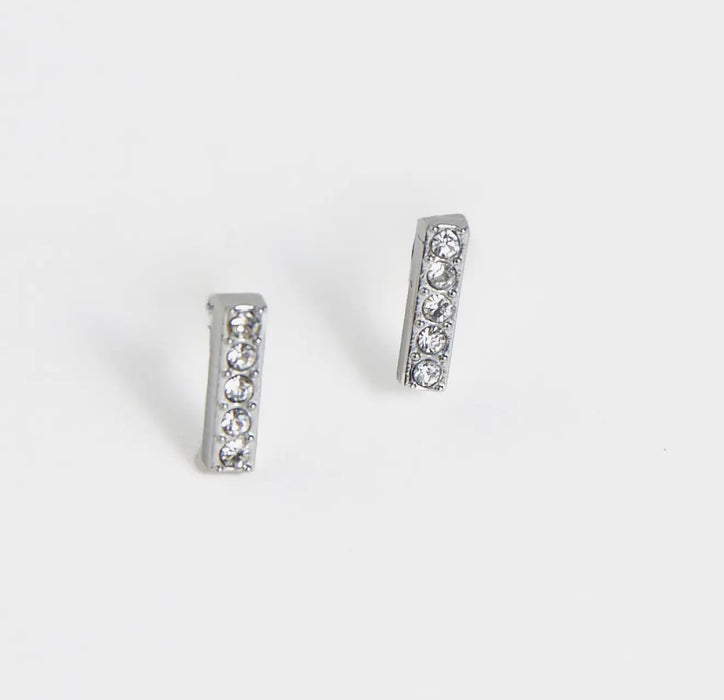 Narelle Waterproof Gem Bar Stud Earrings - Silver
