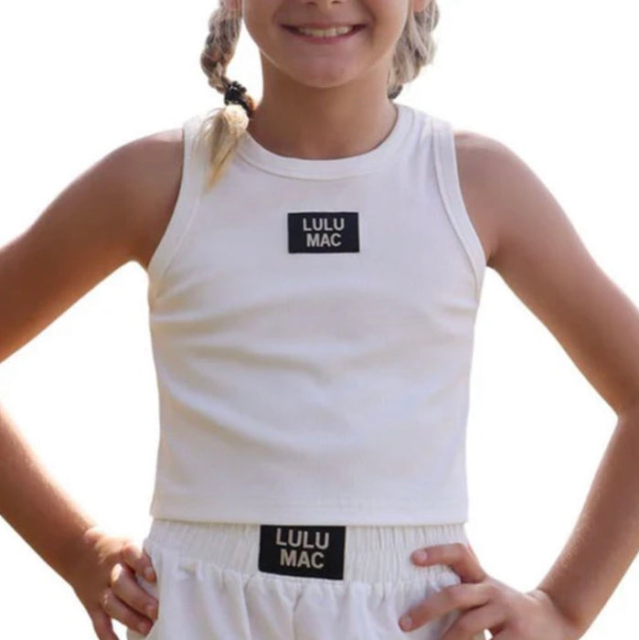 YOUTH White Lulu Mac Logo Tank **NEW VALENTINE’S DAY DROP PREORDER**