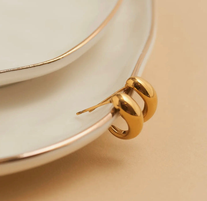 Narelle Waterproof Half Loop Hoop Earrings - Gold