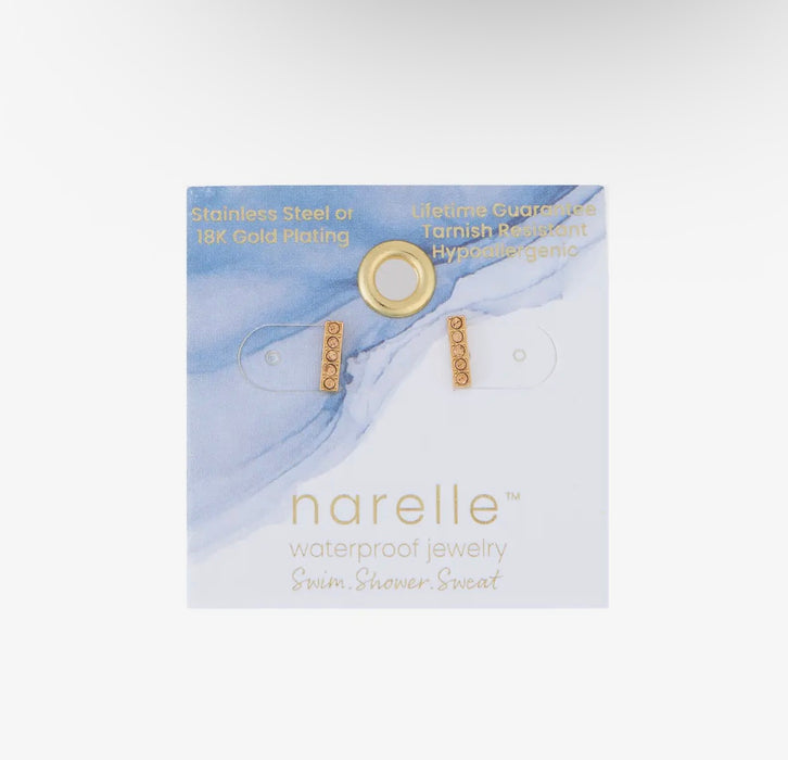 Narelle Waterproof Gem Bar Stud Earrings - Gold