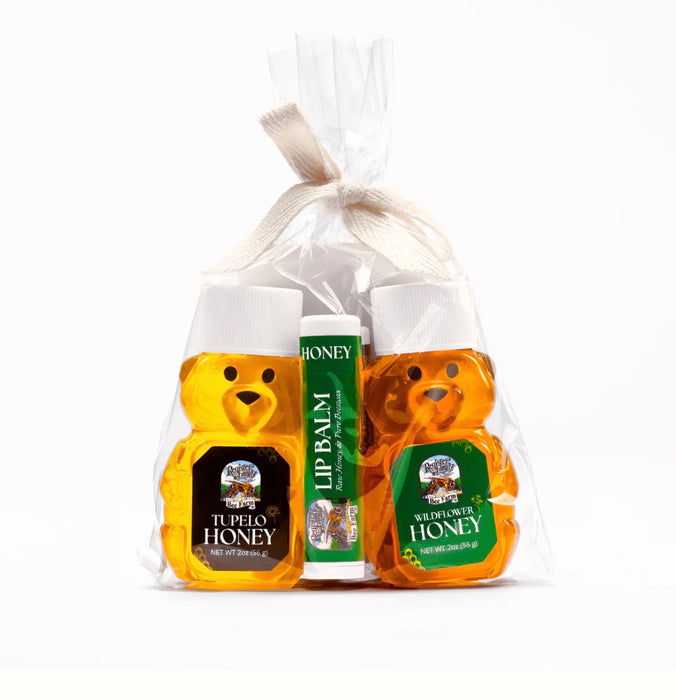 2 Honey Bears & 2 Beeswax Lip Balms Gift Bag