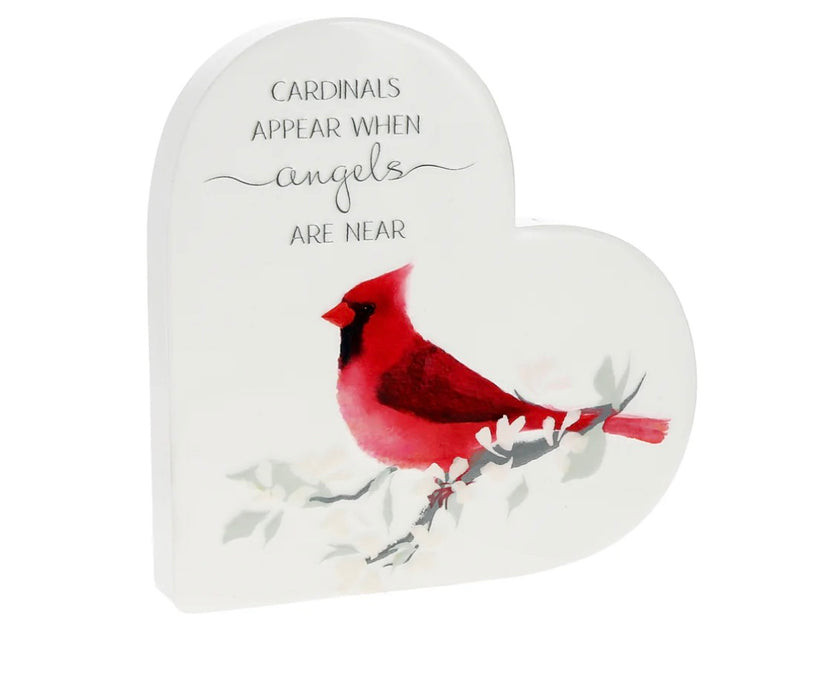 Cardinals Appear - 5" Ceramic Heart Plaque