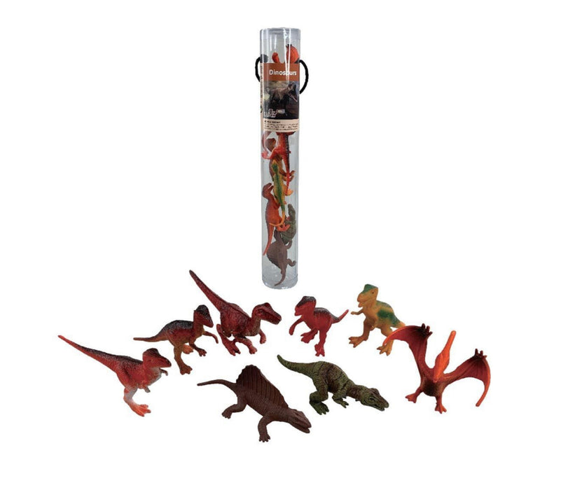 8pc Plastic Dinosaurs in a Tube