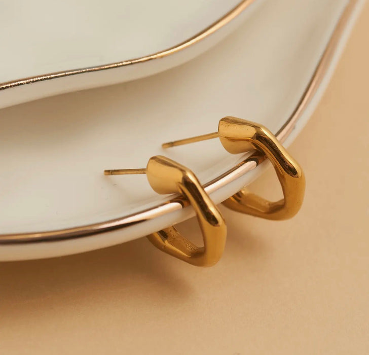 Narelle Waterproof Bamboo C-Hoop Earrings - Gold