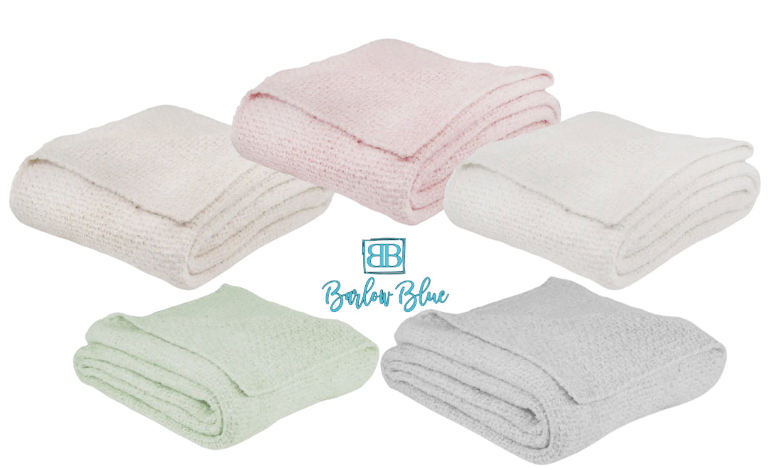 Light Knit Luxury Soft Throw Blanket - Available in Ivory, Oatmeal, Blush Pink, Mint Green & Grey.