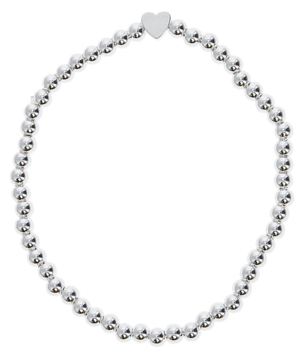 Forever In My Heart - Silver Plated Beaded Stretch Bracelet