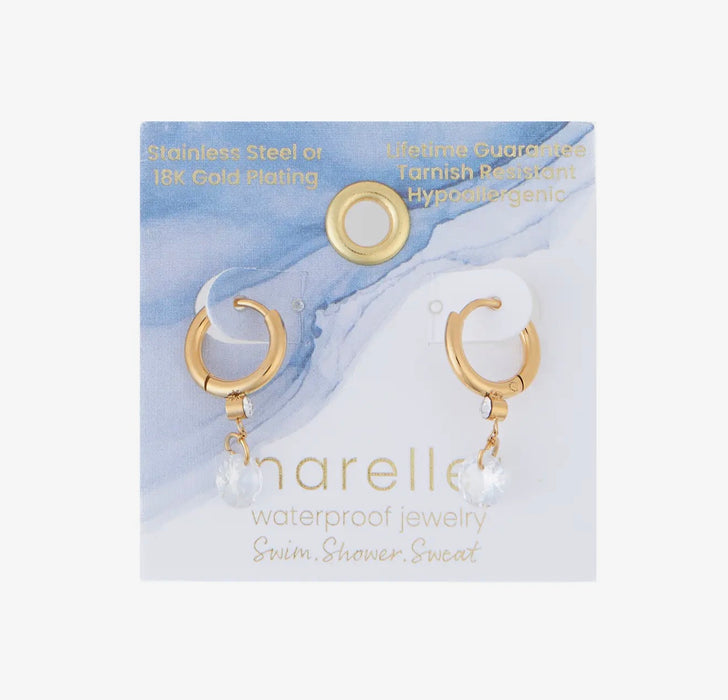 Narelle Waterproof Drop Huggie Hoop Earrings - Gold