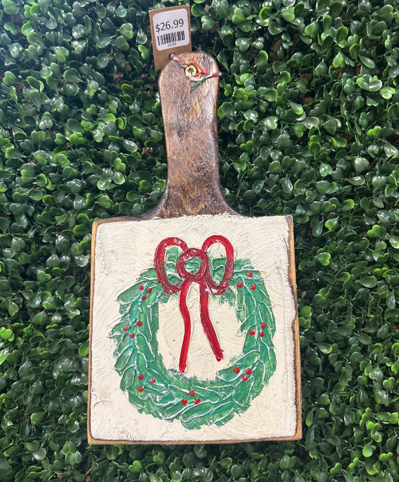 Christmas Wreath Hand Painted Cutting Board by Alex Ladner