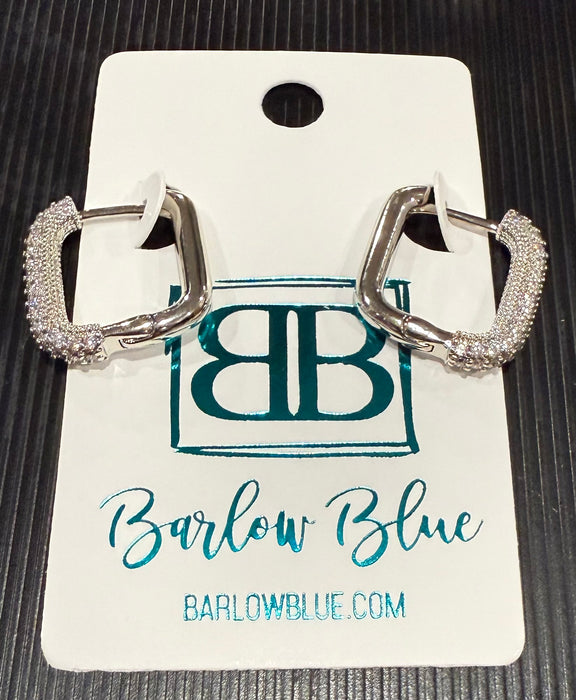 Stainless Steel Zircon Square Hoop Earrings