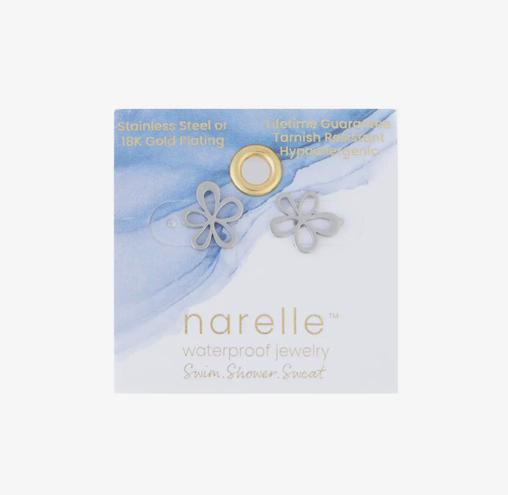 Narelle Waterproof Flower Stud Earrings - Silver