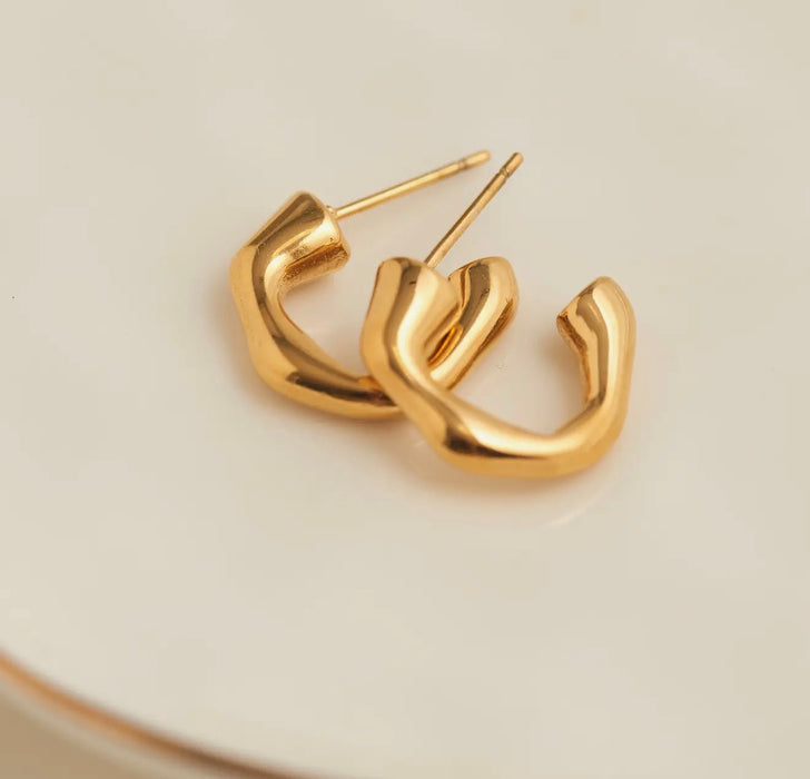 Narelle Waterproof Bamboo C-Hoop Earrings - Gold