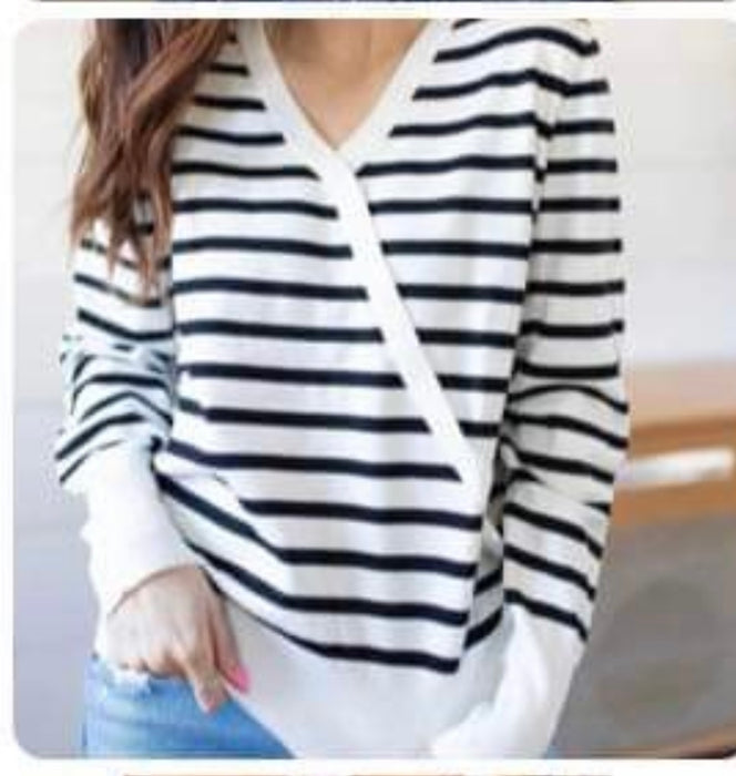 #17 Black/White Crossover Sweater (XS, M, XL, 2XL, & 3XL)