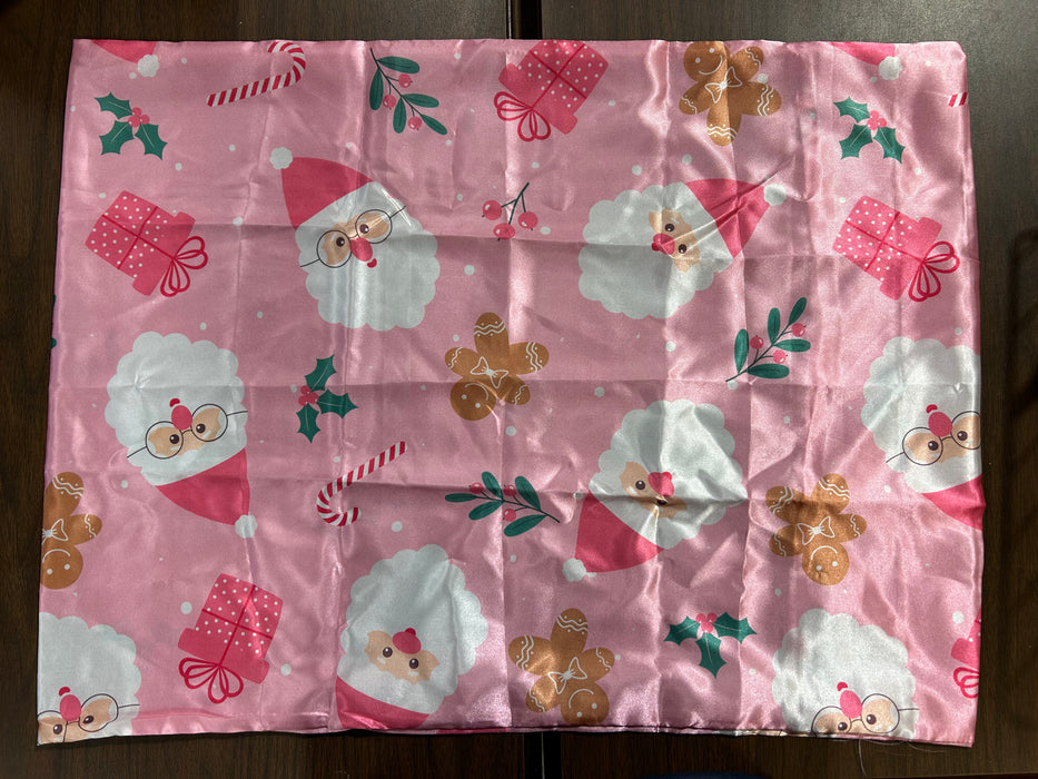 Pink Satin Christmas Pillowcase for Standard Pillow