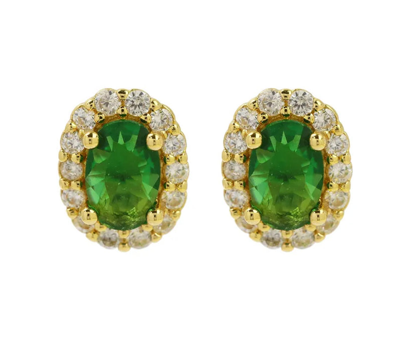 Birthstone Halo Stud Earrings