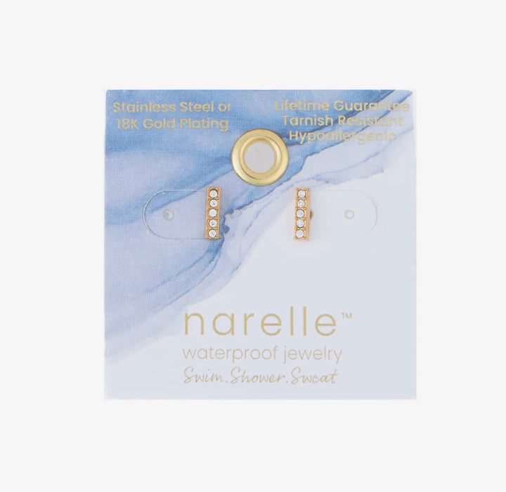 Narelle Waterproof Gem Bar Stud Earrings - Gold/Clear
