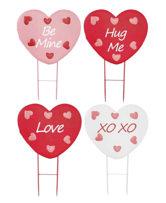 Single Heart Signs on Two Poles 24"x12" - 4 Styles! ⚠️ Oversized Item.  Store Pick Up Only! No Shipping.