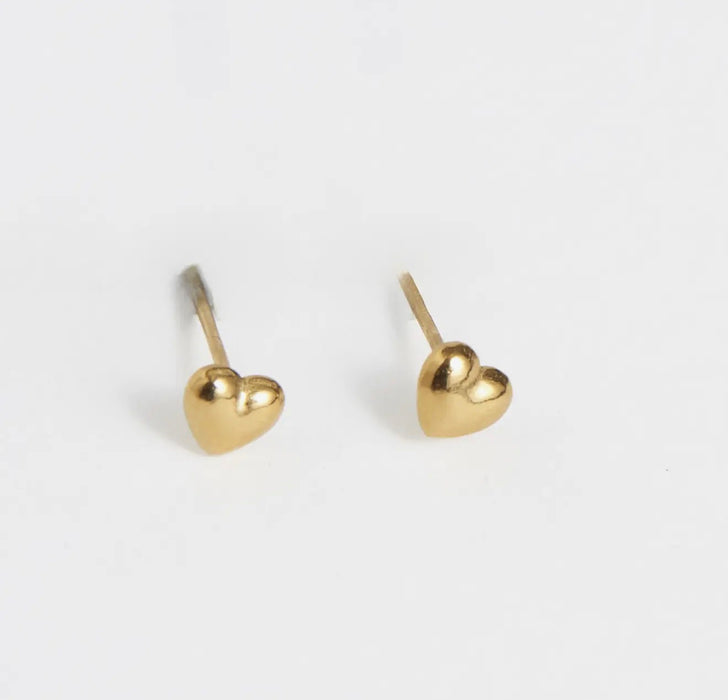 Narelle Waterproof Puffy Heart Stud Earrings - Gold