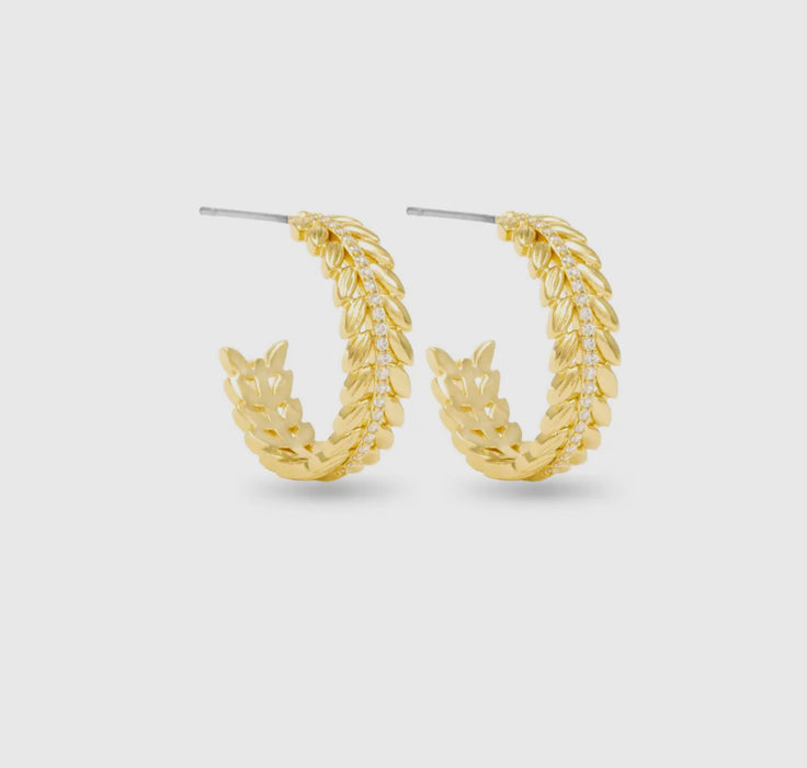 Kylie Gold Polished Feather Hoop Earrings