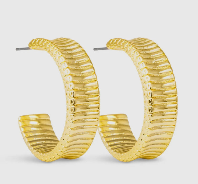 Kennedy Gold Polished Ribbed Hoops