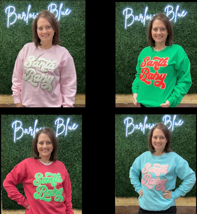 Santa Baby Chenille Patch Sweatshirt - 4 Colors!