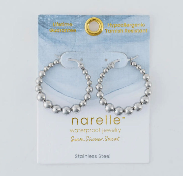 Waterproof Bubble Hoop Earrings Silver