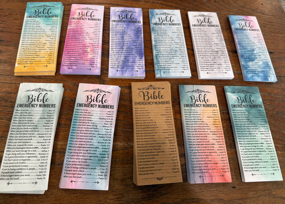 🆘 Bible Emergency Numbers Bookmark – Inspirational Scripture Guide