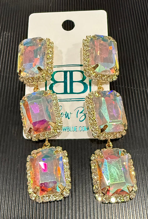 Iridescent Crystal Statement Drop Earrings
