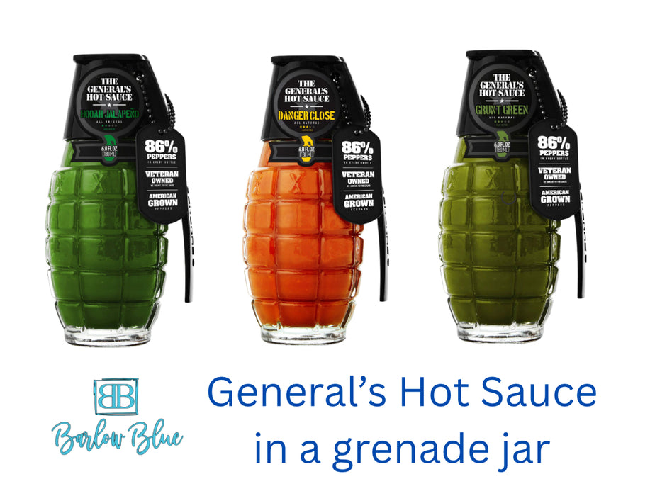 The General’s Hot Sauce in a Grenade Jar. Veteran Made. - 7 Flavors!