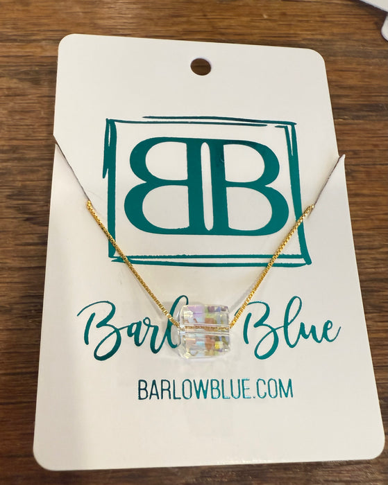 Crystal Cube Necklace (Sterling Silver Chains)