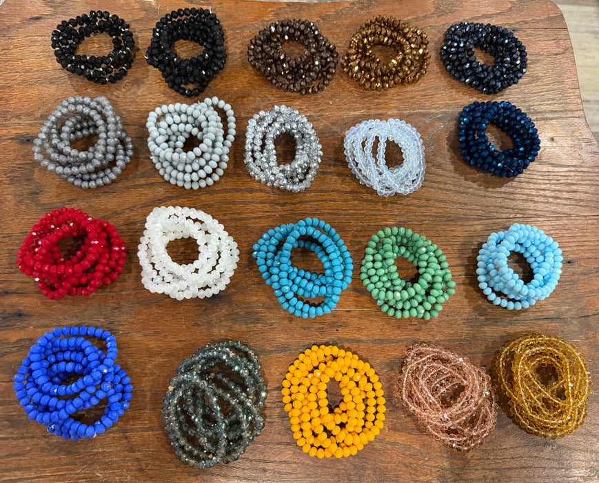 Rondelle Glass Bead Stretchy Bracelets with Large Beads