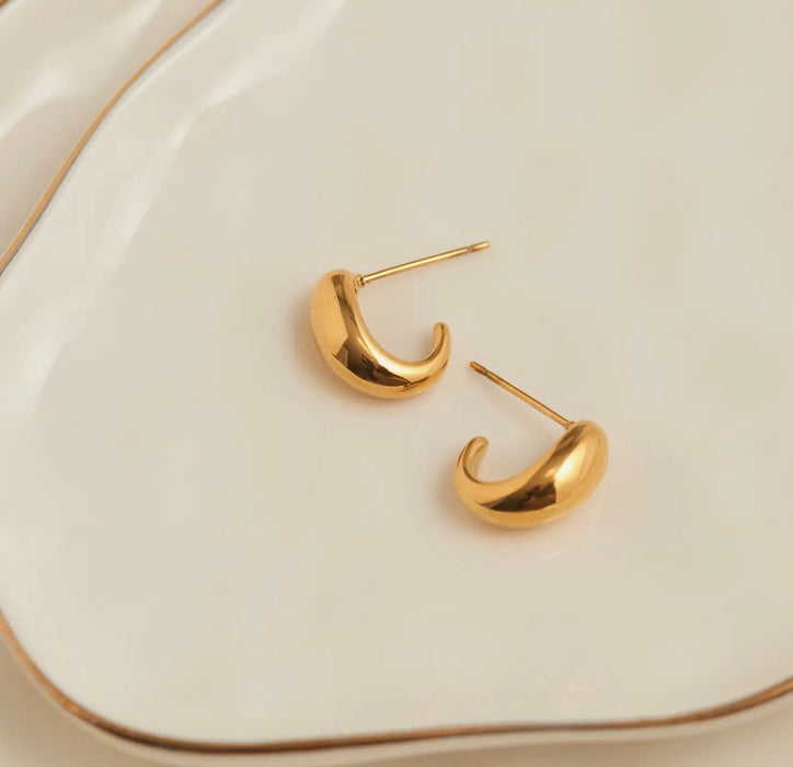 Narelle Waterproof Half Loop Hoop Earrings - Gold