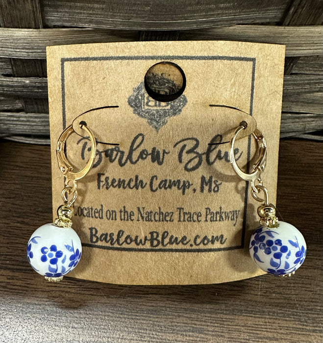 Blue & White Floral Earrings - 2 Styles!