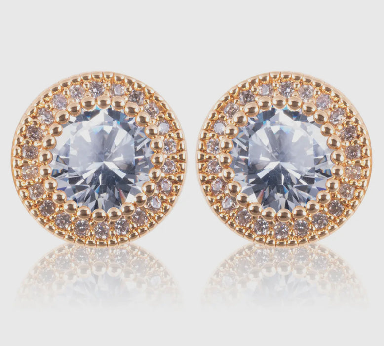 Ice Blu Round Halo Stud Earrings - 2 Colors!