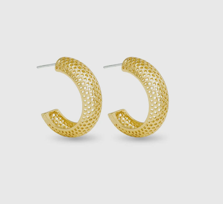 Madelyn Gold Polished Mesh Hoop Earrings