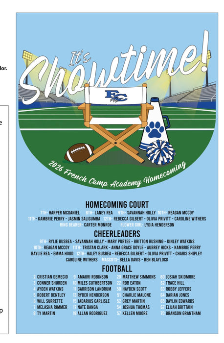 2026 FCA Homecoming Tees. These will be delivered at school.