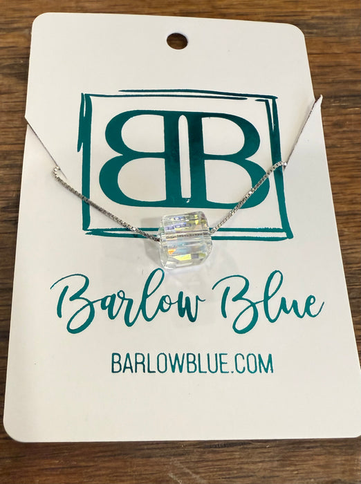 Crystal Cube Necklace (Sterling Silver Chains)