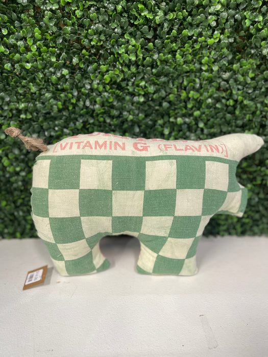 Vintage Feed Sack Pillows.  Farm Animals.