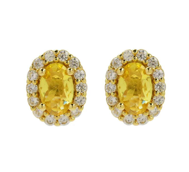 Birthstone Halo Stud Earrings