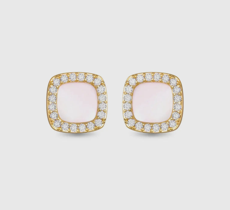 Mother of Pearl Square Stud Earrings