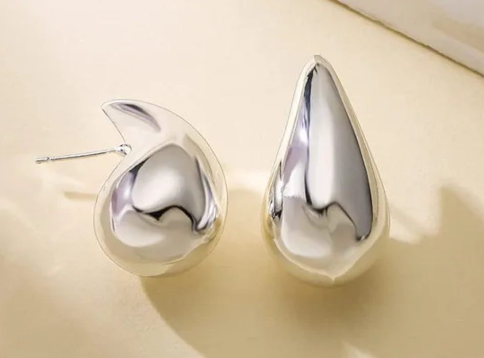 Stainless Steel Water Droplet Earrings – Gold or Silver