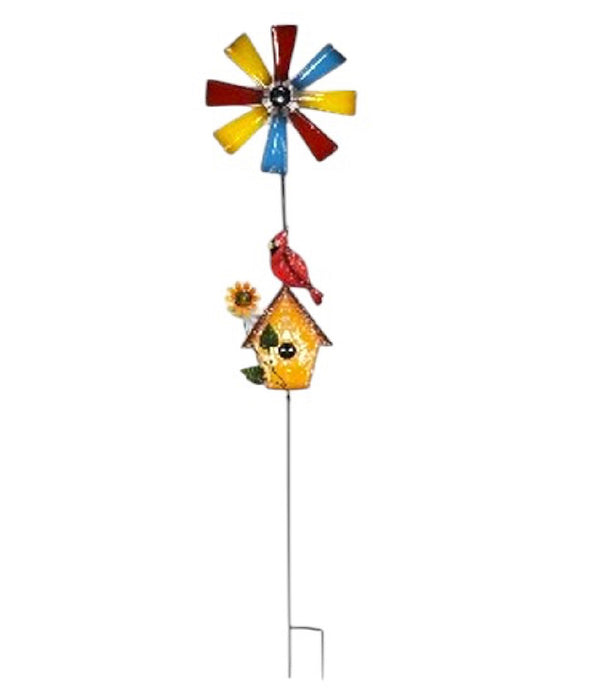 Spinner w/Cardinal & Birdhouse Sign Stake 64"x14" ⚠️ Oversized Item.  Store Pick Up Only! No Shipping.