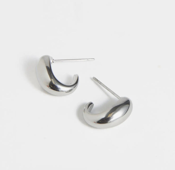 Narelle Waterproof Half Loop Hoop Earrings - Silver