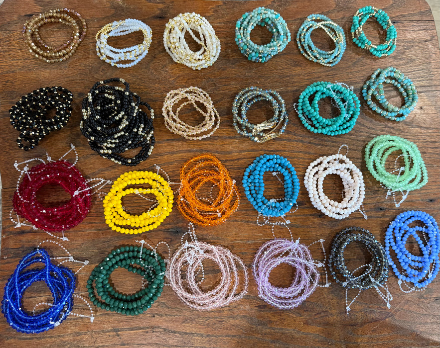 Rondelle Beaded Stretchy Bracelets w/ Medium sized Beads