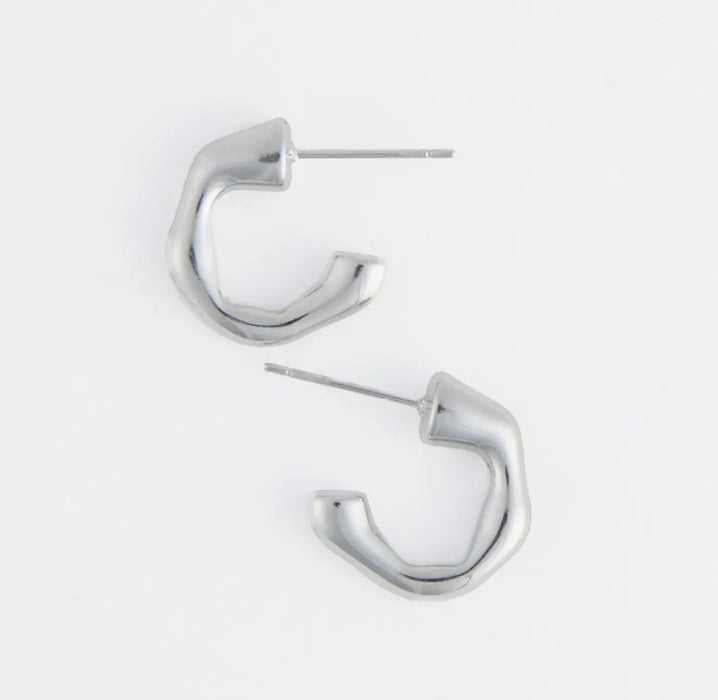 Narelle Waterproof Bamboo C-Hoop Earrings - Silver