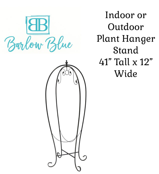 Black Metal Plant Stand Hanger for Indoors or Outdoors.  41” Tall x 12” Wide.  ⚠️ Oversized Item.  Store Pick Up Only! No Shipping.