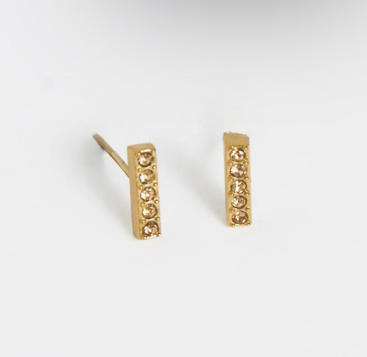 Narelle Waterproof Gem Bar Stud Earrings - Gold