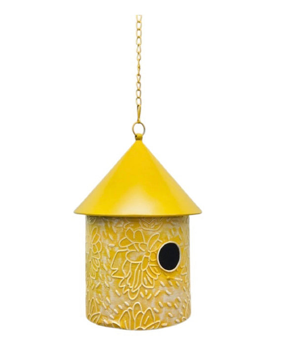 Yellow Hanging Birdhouse 24"x8"