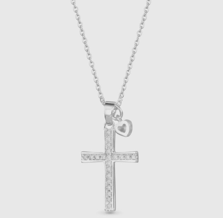 Cross with Heart Droplet Necklace