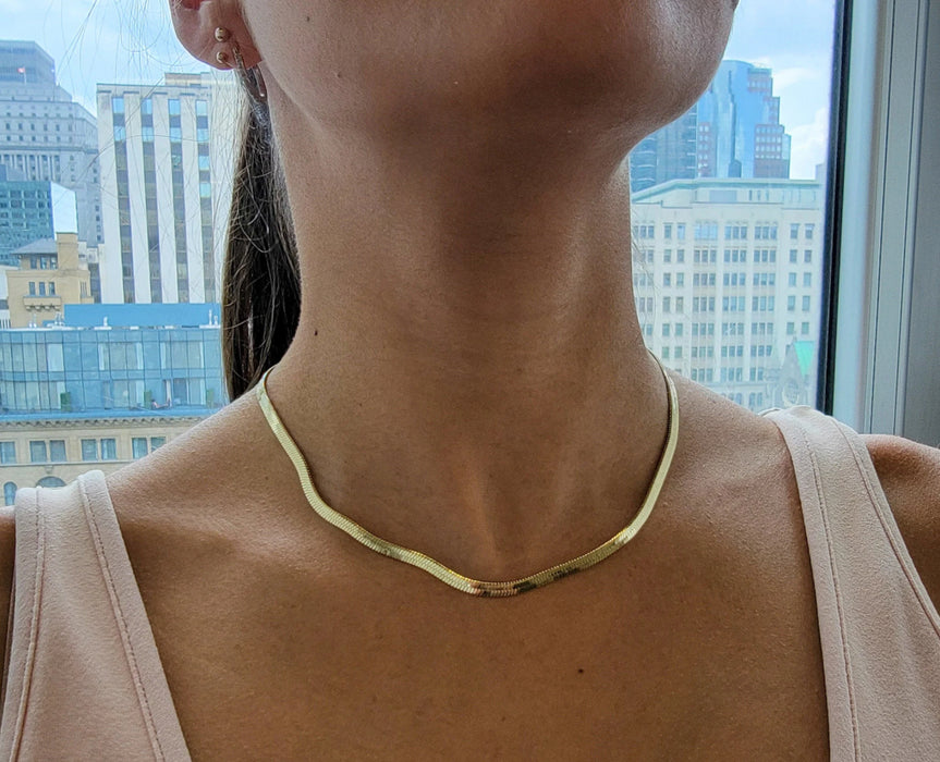 Gold Herringbone Chain Necklace 75% OFF